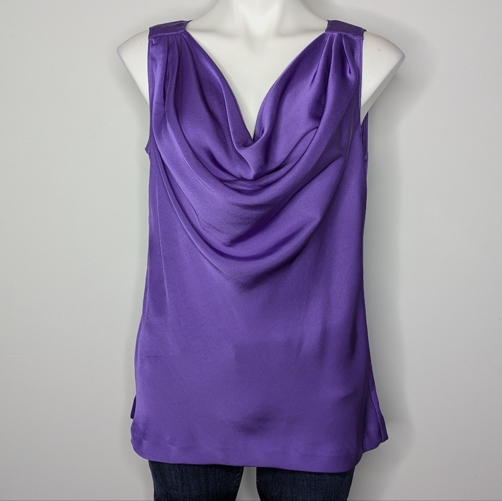 Purple Drape Neck Sleeveless Top